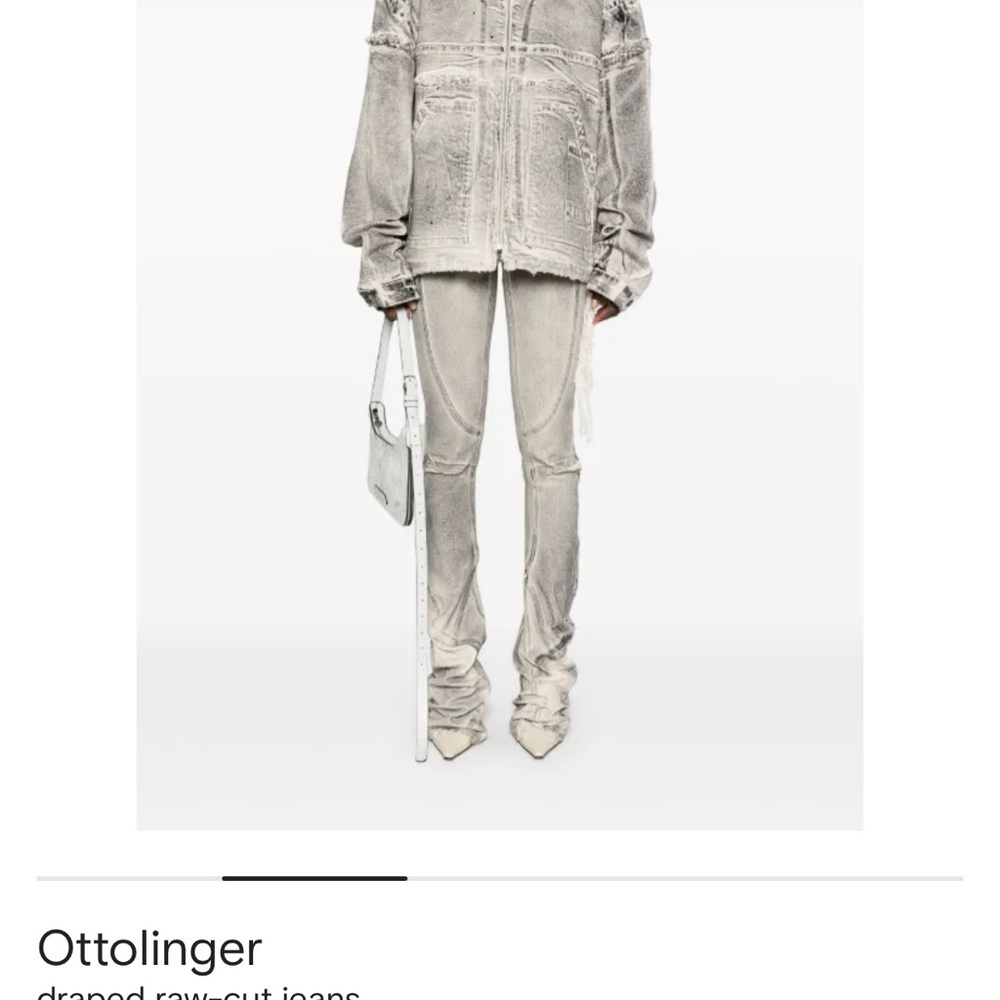 Kim Kardashian Ottolinger Gray Draped Raw Cut Jeans